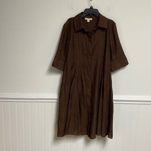 Coldwater Creek Women’s Size P12 Brown Short Sleeve Dress